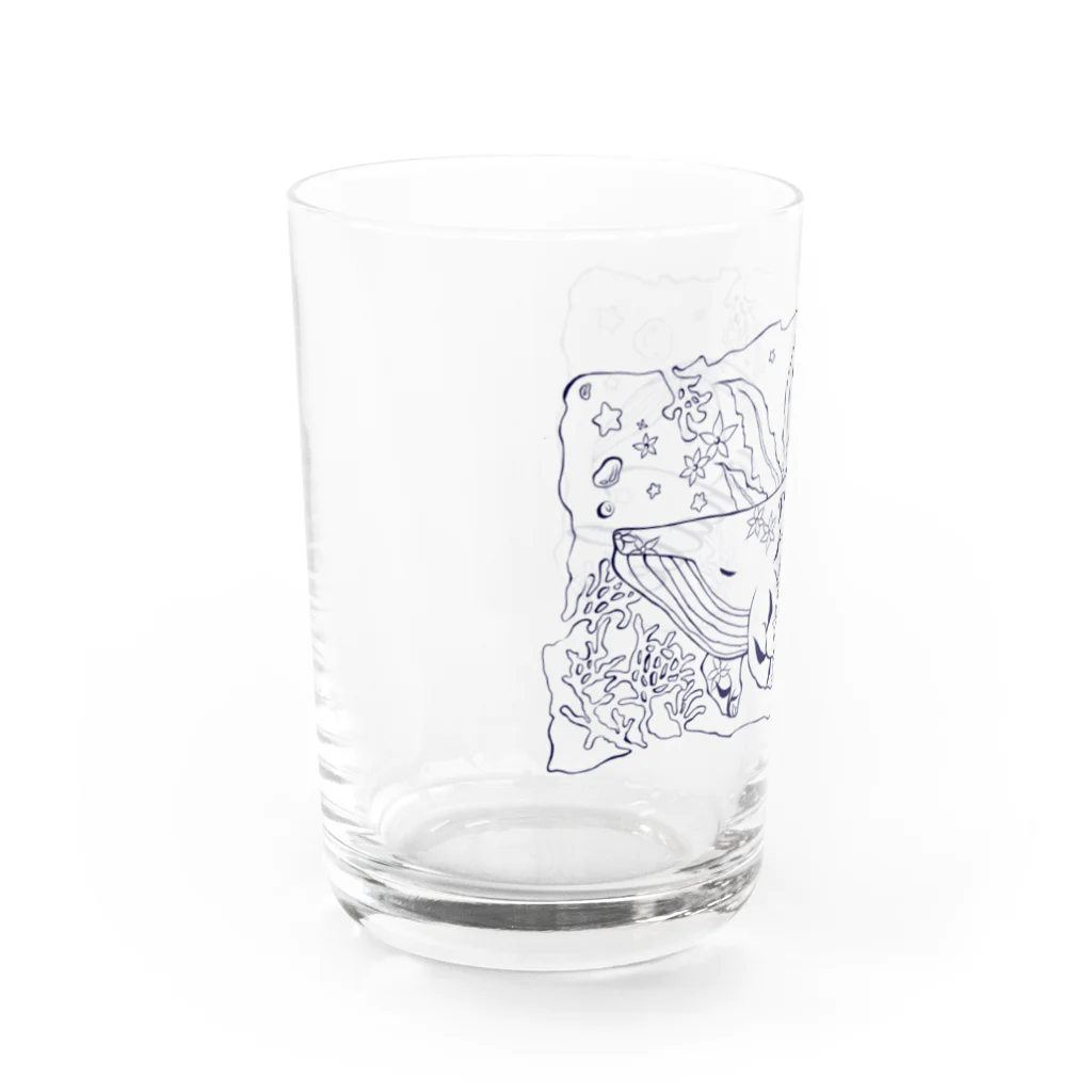 凩 灯のねむり鯨(線画) Water Glass :left