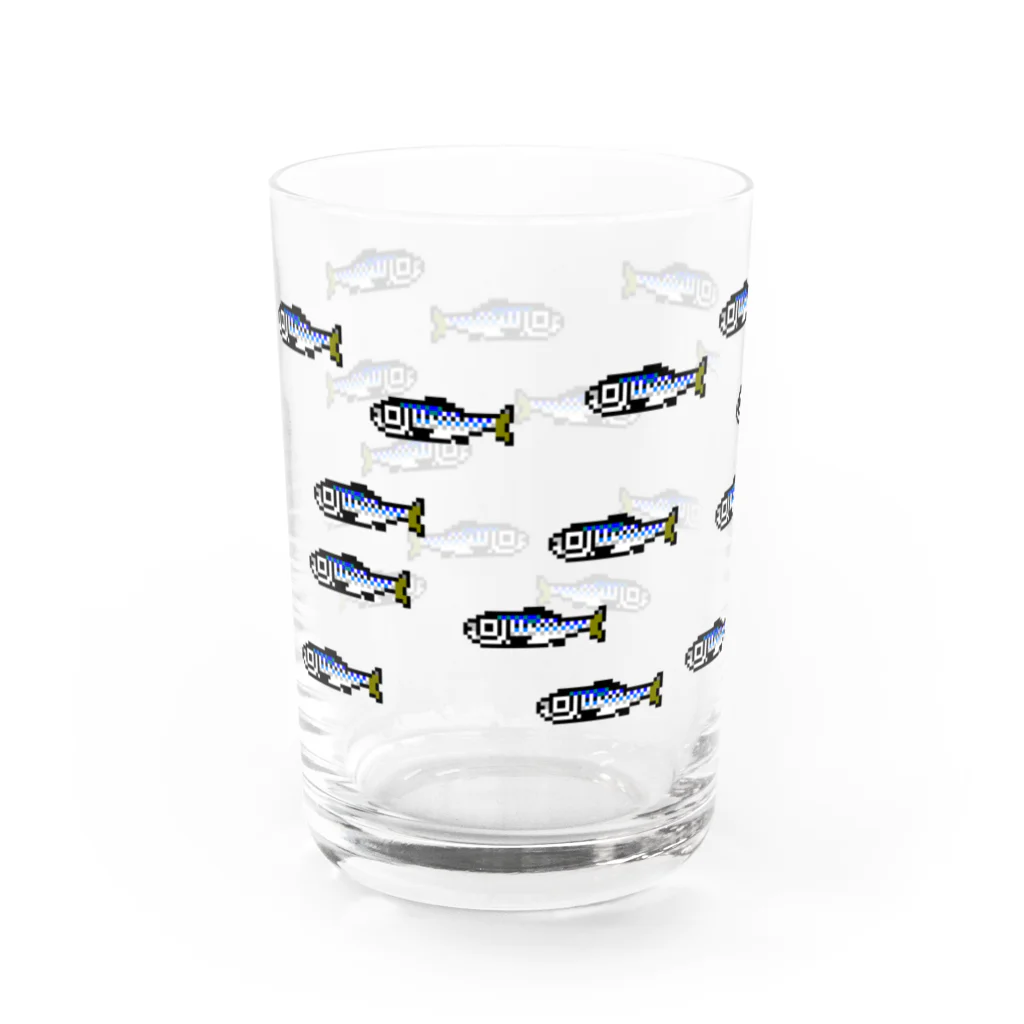 onigiri-loveloveのドット絵のイワシ群 Water Glass :left