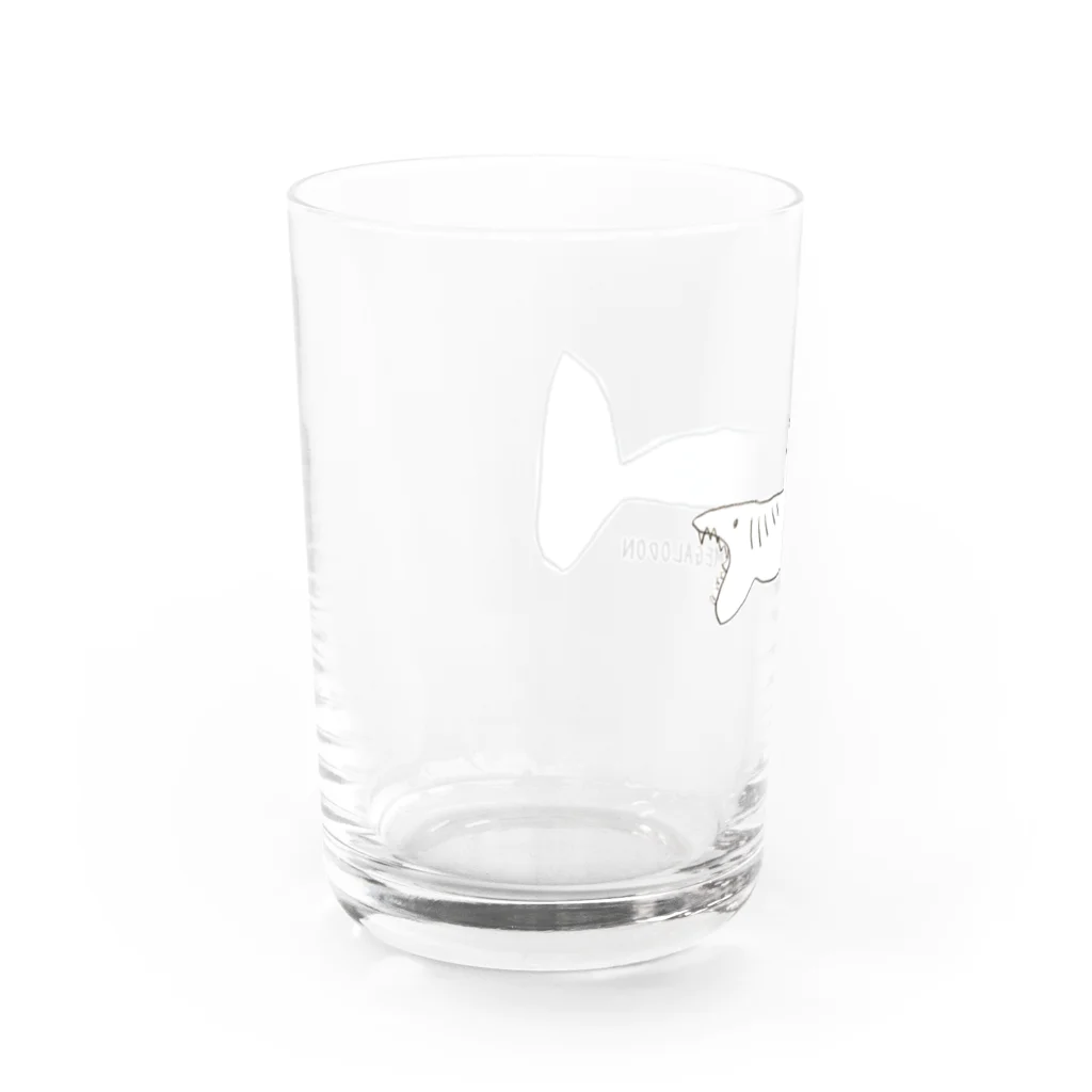 水色プリントの巨大ザメ・メガロドン！ Water Glass :left