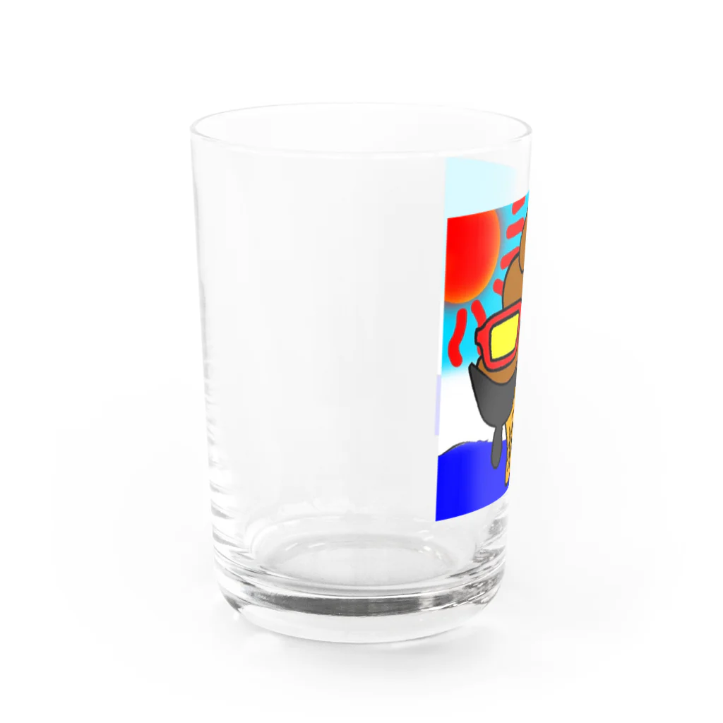 KATSU工房のヒゲメガネソフトくん　チョコ味 Water Glass :left