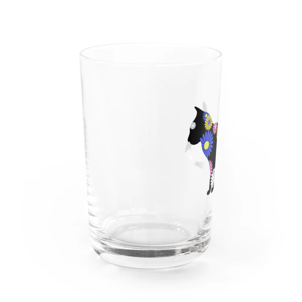 chicodeza by suzuriの花柄シルエット猫 Water Glass :left