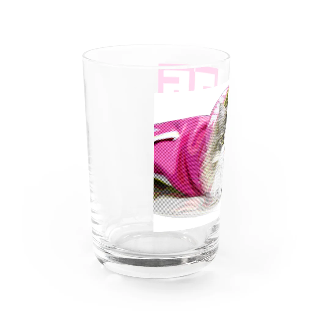 ラガマフィンの36さんの丸ドットモザイクピンクパーカー36CAT Water Glass :left