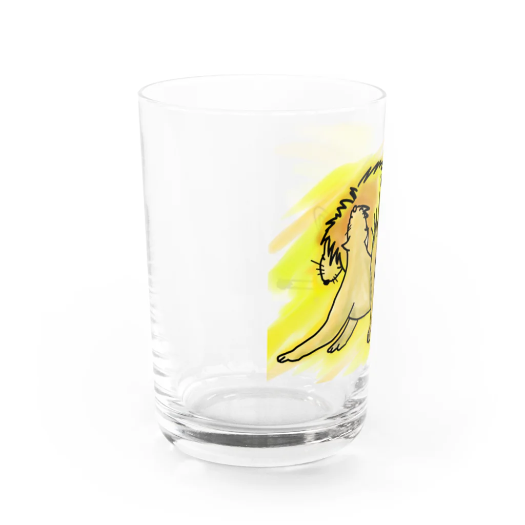 依乃王里【生き物交尾シリーズグッズ】のLove・ライオン背面デザイン白色バージョン Water Glass :left