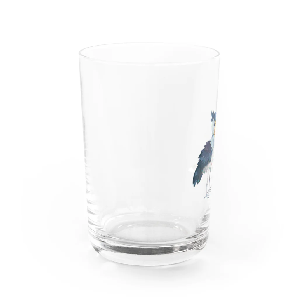 キクチミロのハシビロコウ&チベットスナギツネ Water Glass :left