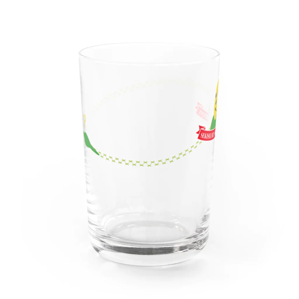 Jaune Vertの小鳥の足あと（セキセイインコ・グリーン） Water Glass :left
