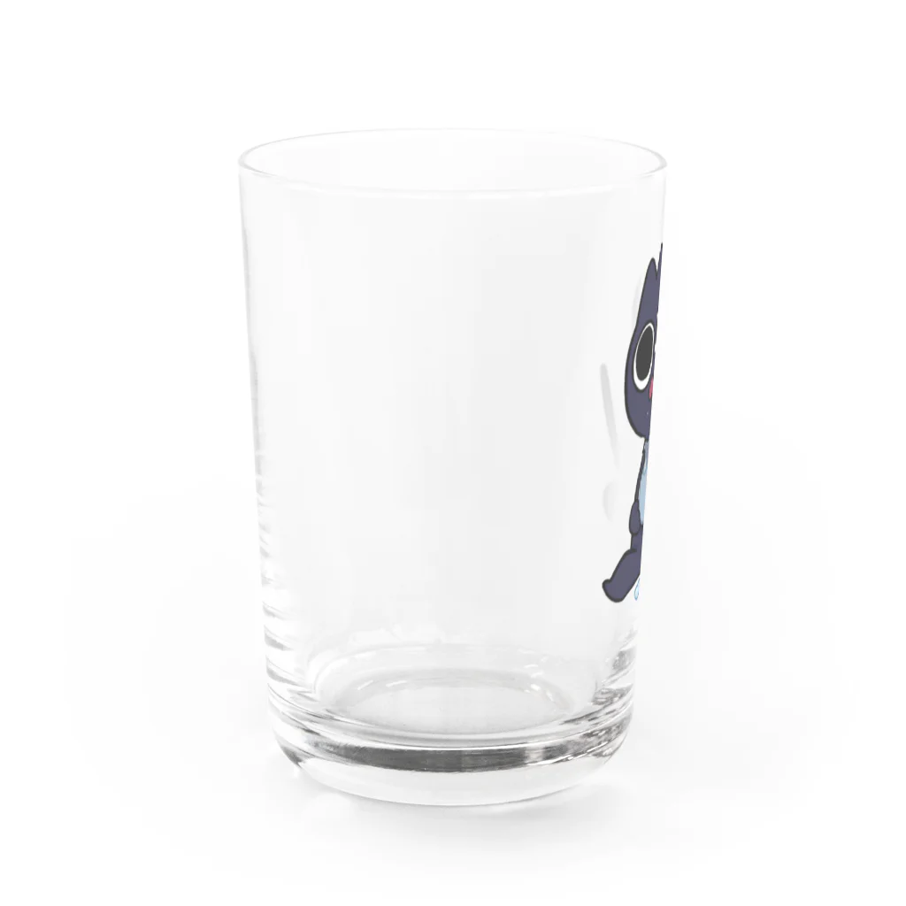 ムイムイクソジャンボのお食事した黒猫 Water Glass :left