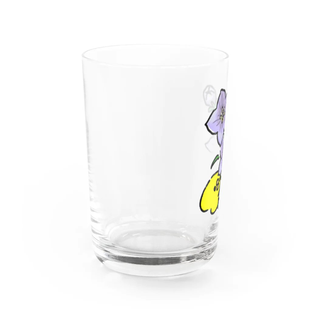 ぴよたそ商店のききょうの花とぴよたそ Water Glass :left