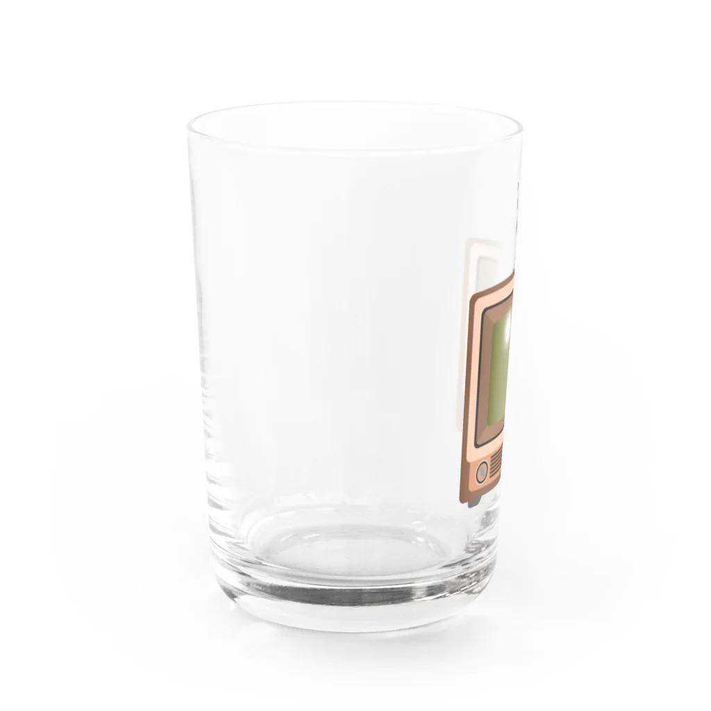 illust_designs_labのレトロな昭和の可愛い茶色のテレビのイラスト グラス左面