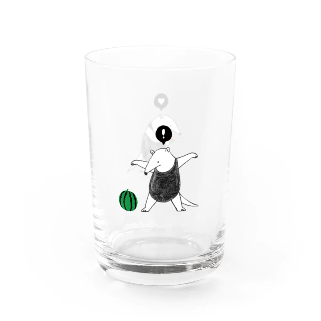 吉田美穂子/イラストレーターのアリクイとスイカ Water Glass :left