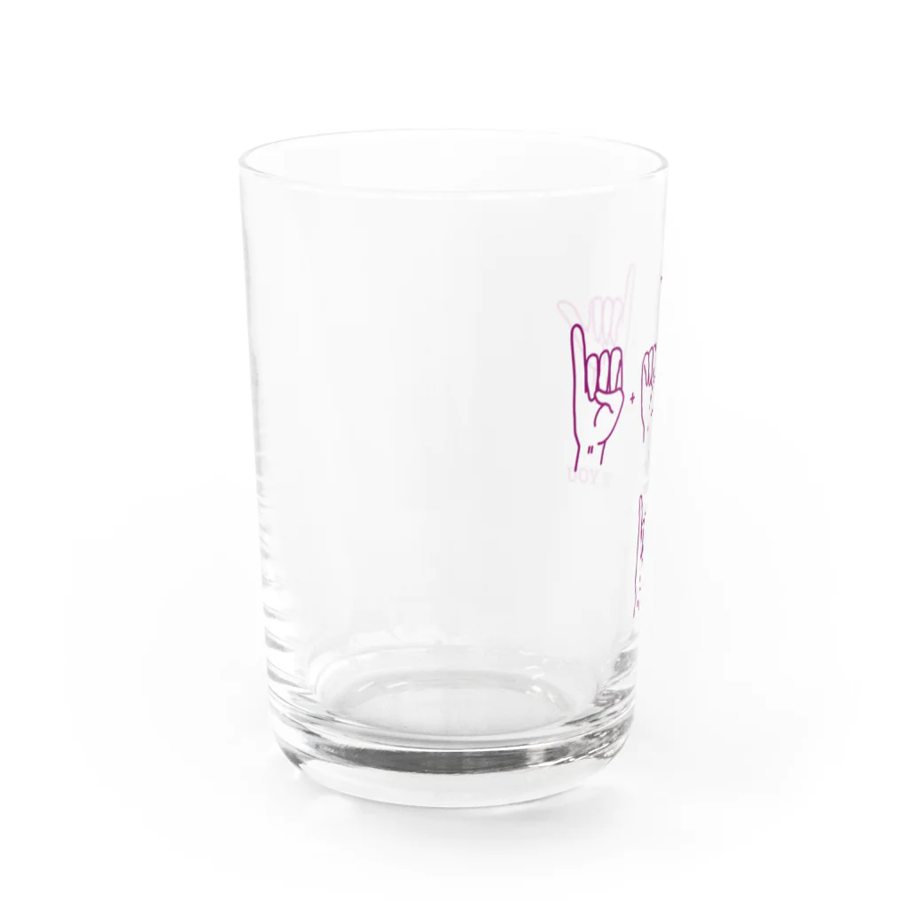 創作工房muccoの指文字:I LOVE YOU  Water Glass :left