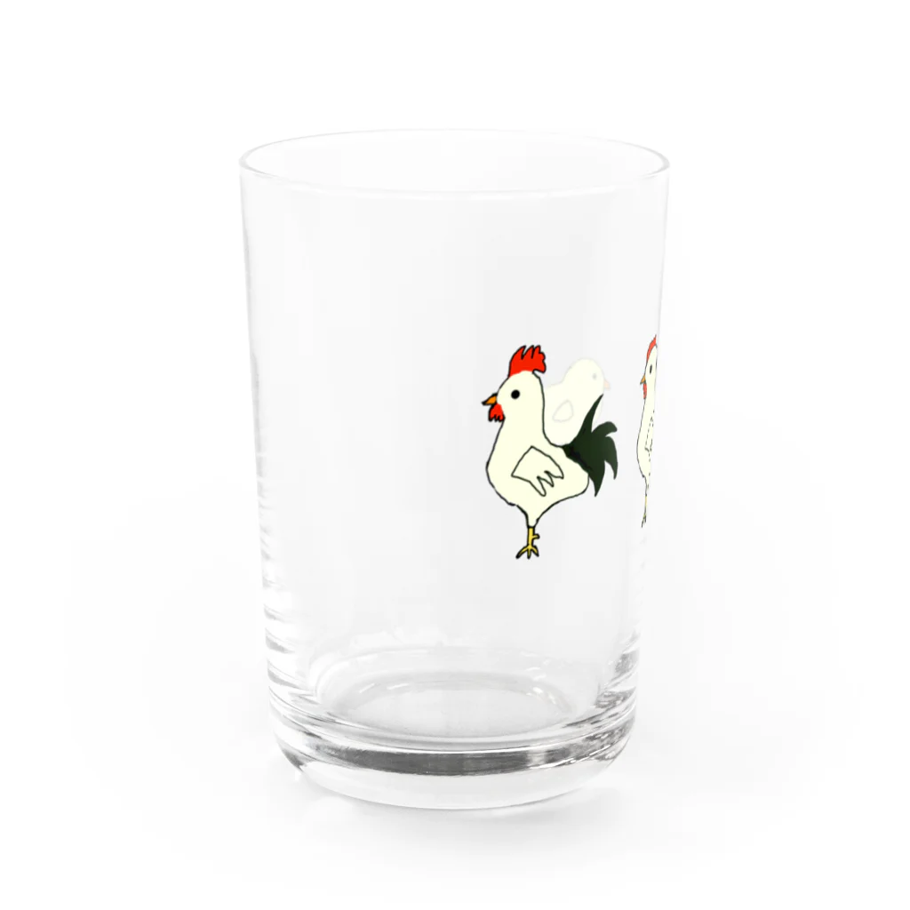 Bianco and NeROのにわとり家族 Water Glass :left