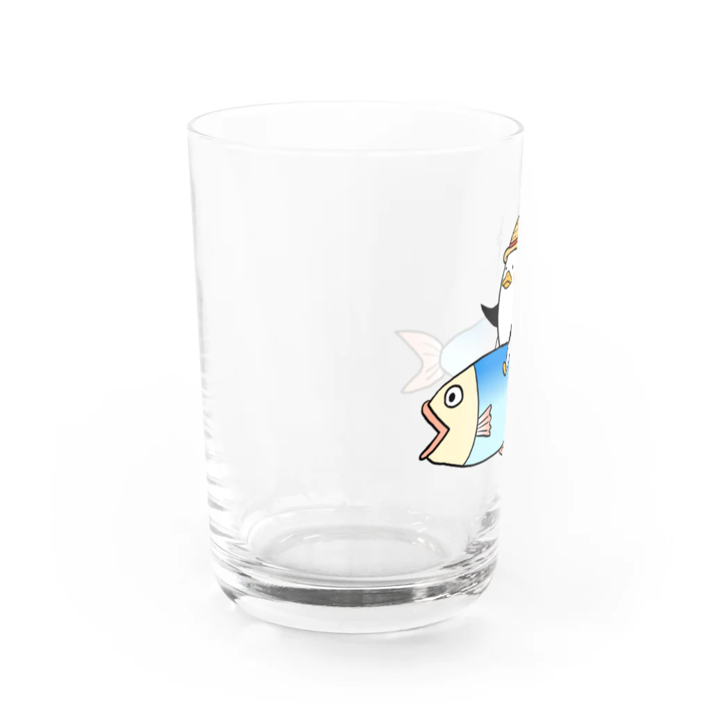 PENぎんSHOPの魚に乗ったペンギン Water Glass :left