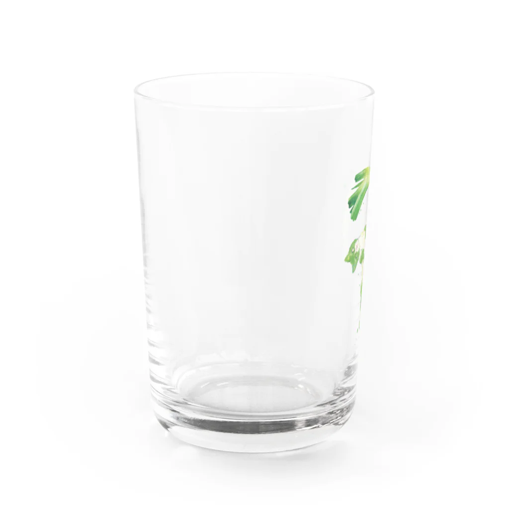 ミウラエツコの曲がりネギとくねり猫 Water Glass :left