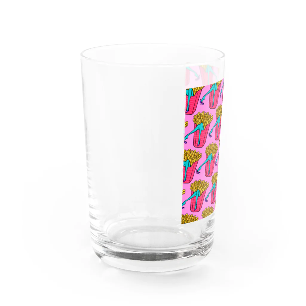 Mieko_Kawasakiの誘惑のフライドポテト🍟　ピンクAO / FRENCH FRIES GULTY PLEASURE Water Glass :left