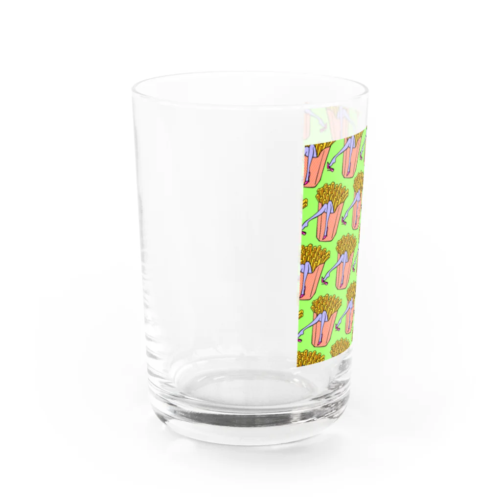 Mieko_Kawasakiの魅惑のフライドポテト🍟　GULTY PLEASURE FRENCH FRIES GREEN Water Glass :left