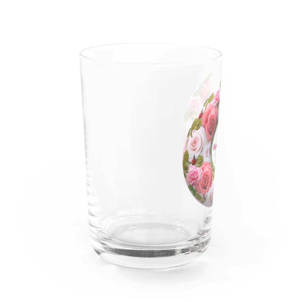 カラフルマルシェのフラワーリース　ピンク系　 グラス左面