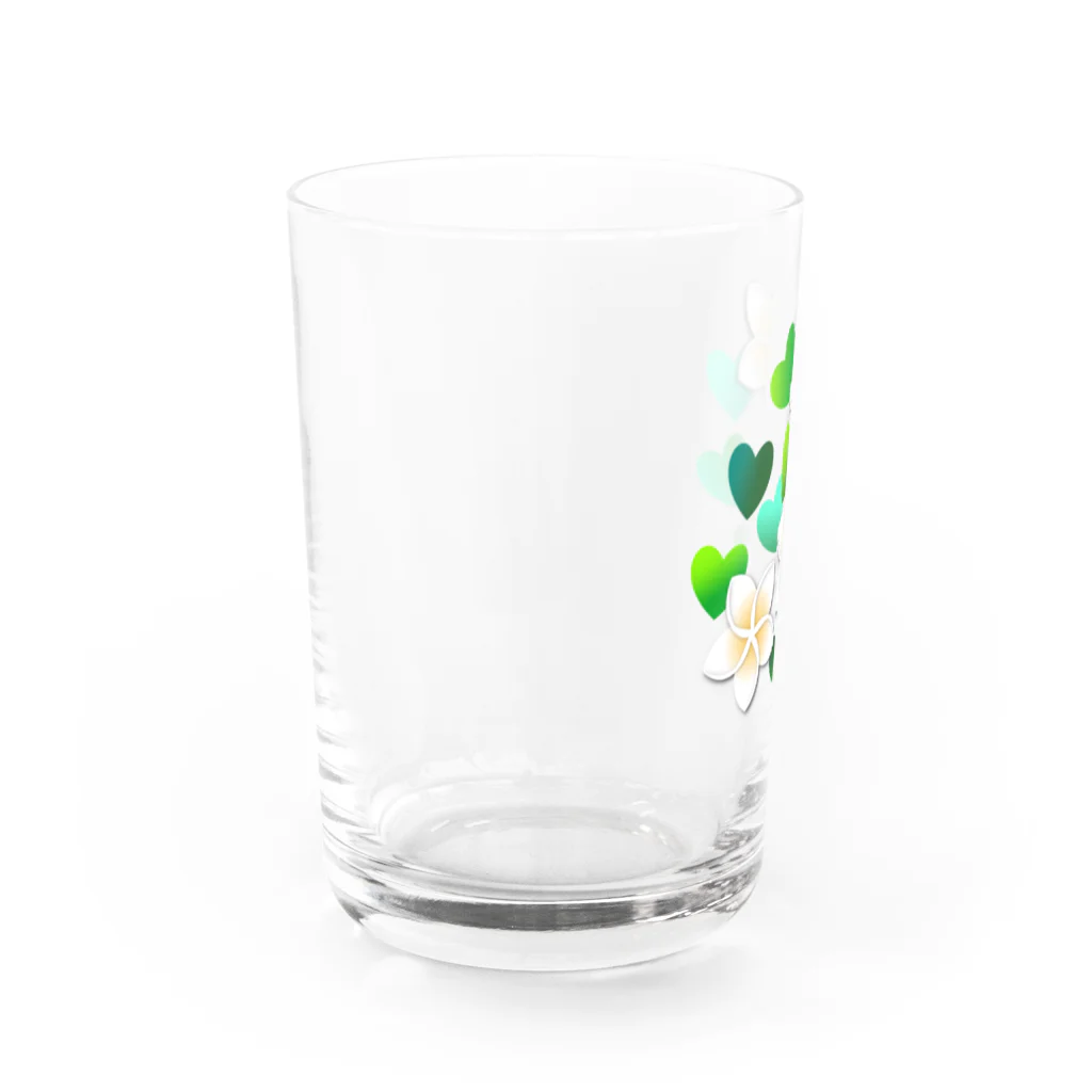 あきじあまみぃのプルメリアと緑のハート Water Glass :left