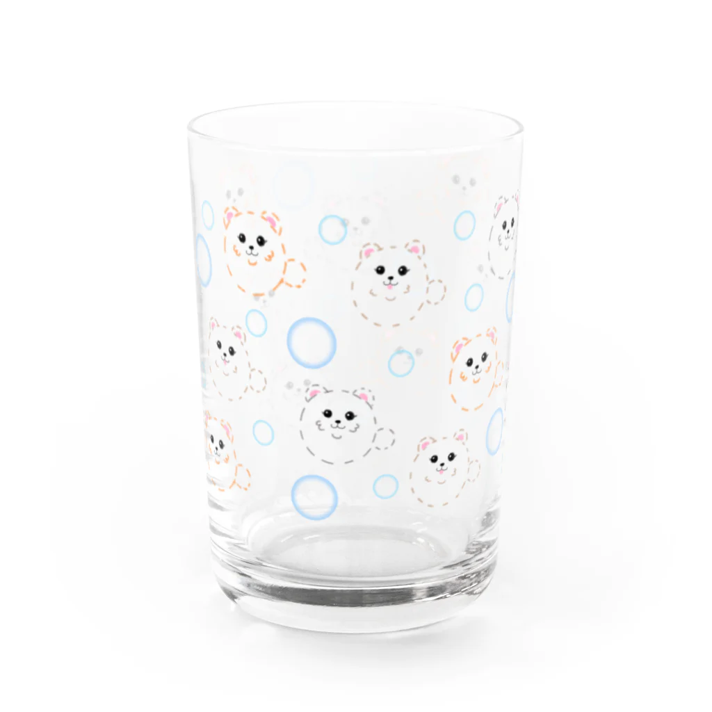 からっぽのオーブンの極限まで丸いポメラニアン・クリアドット Water Glass :left