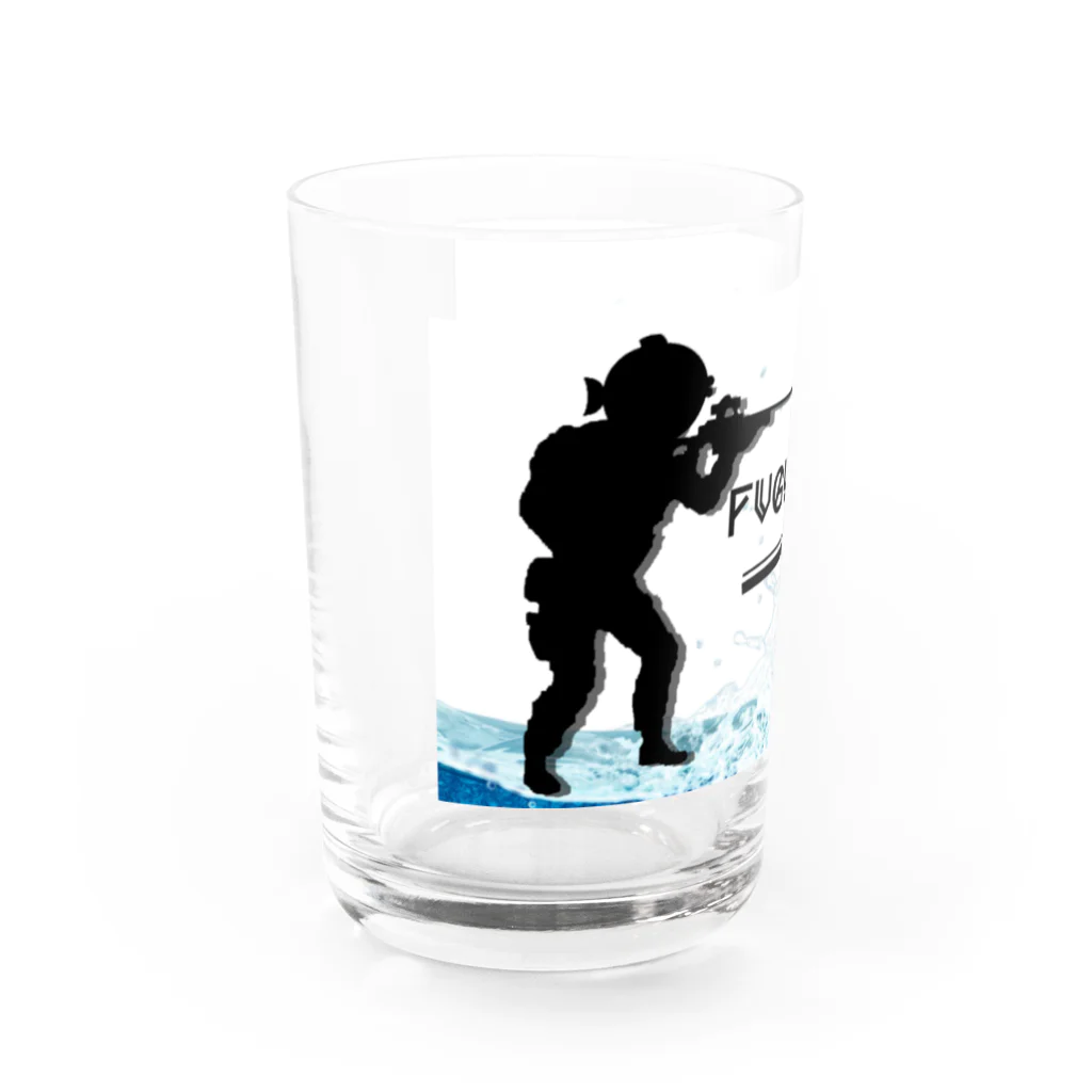 河豚ノ背中公式の新河豚背ロゴ 〜潮の風と青〜 Water Glass :left