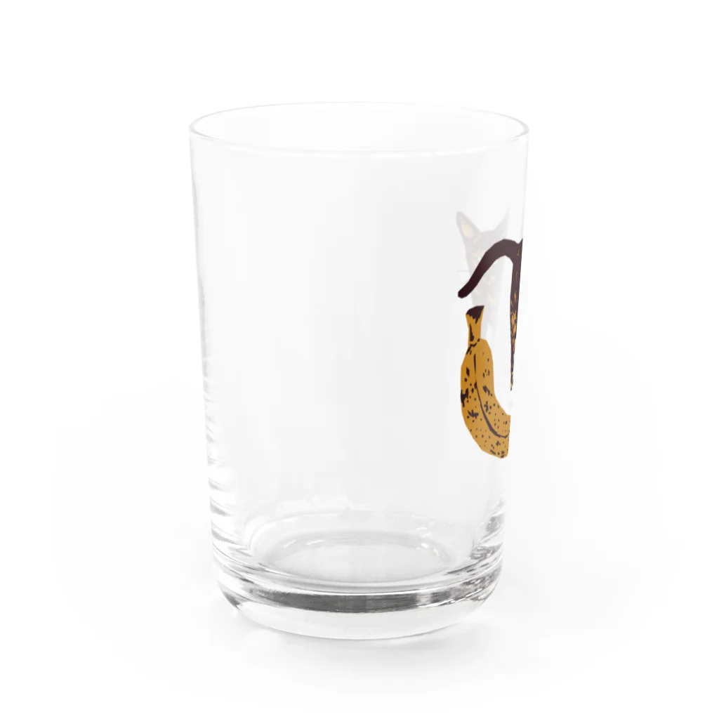 喫茶こぐまやの完熟バナナとサビ猫さん Water Glass :left