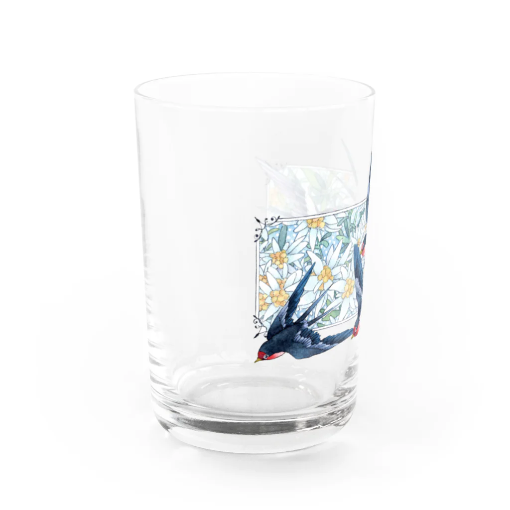 名司生のツバメ＆エーデルワイス Water Glass :left