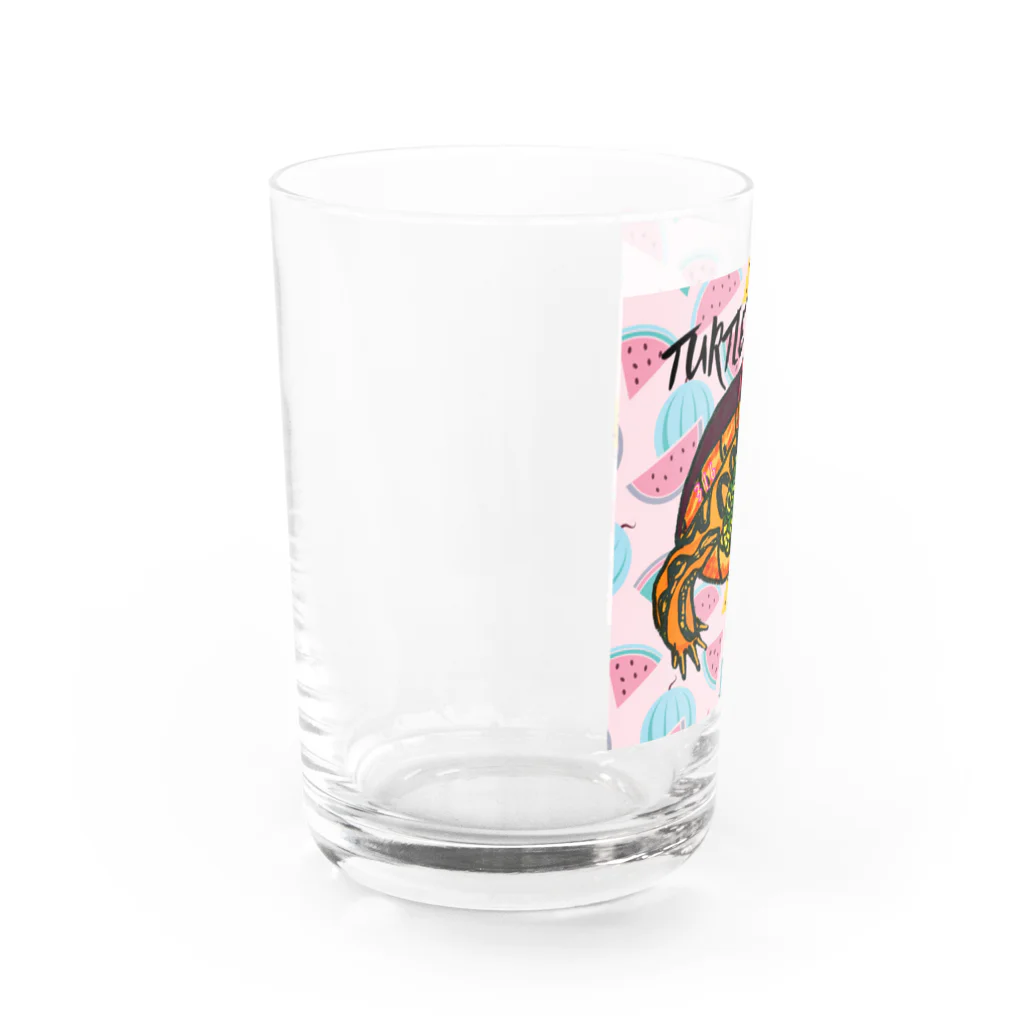 316(MIHIRO)のアカセスジガメちゃん カラフル Water Glass :left