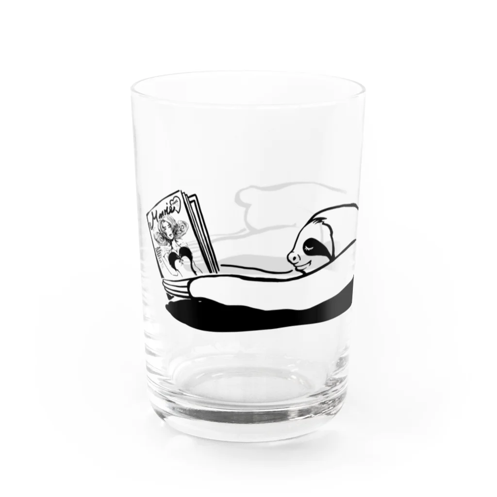 Poooompadoooourの本と、なまけもの(モノクロ) Water Glass :left