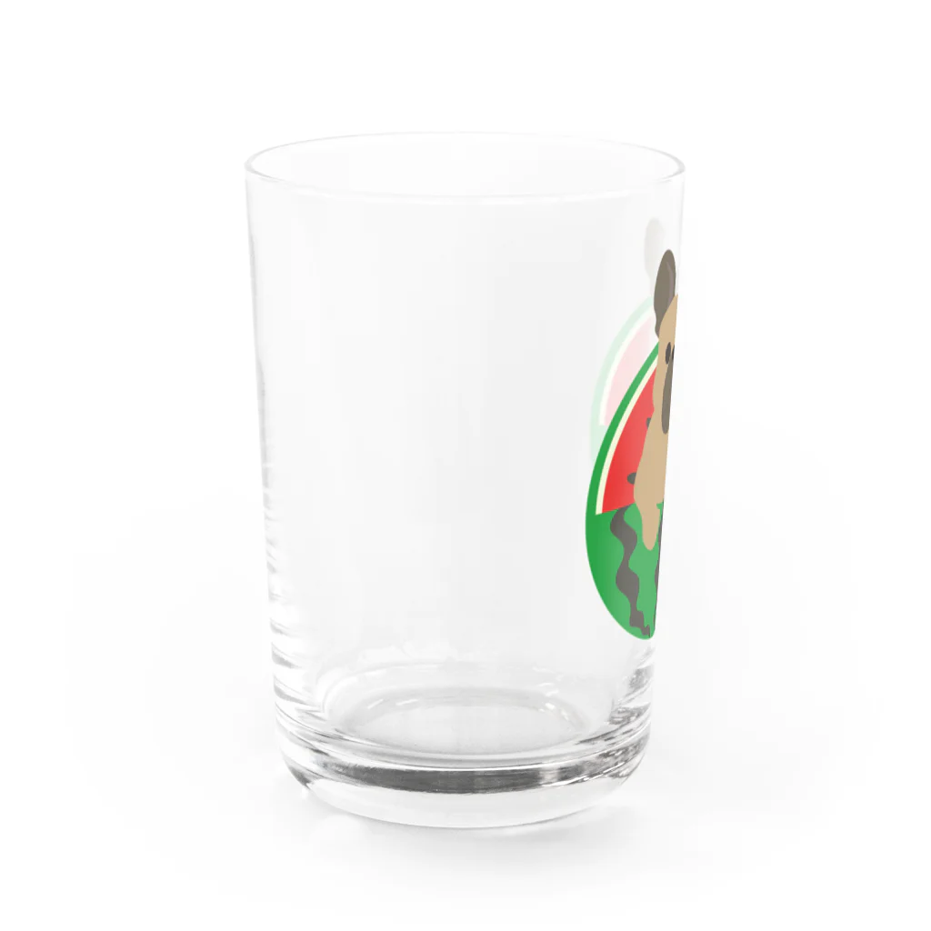 ふうふうたかのスイカとフレンチ・ブルドッグ  Water Glass :left