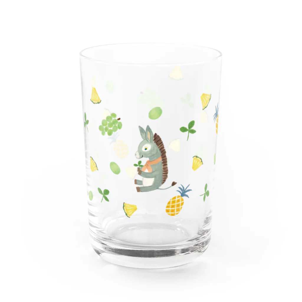 瀬戸めぐみ｜イラストレーター　   のロバとパイン＆シャインマスカット　グラス Water Glass :left