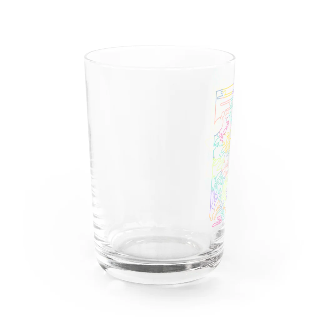blanco_blancoのひとふでの海（ネオン） グラス左面