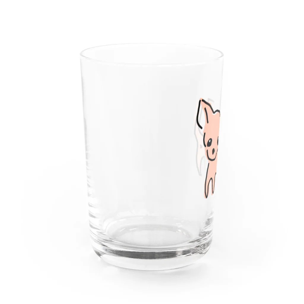 akane_art（茜音工房）のゆるチワワ（オレンジ） Water Glass :left