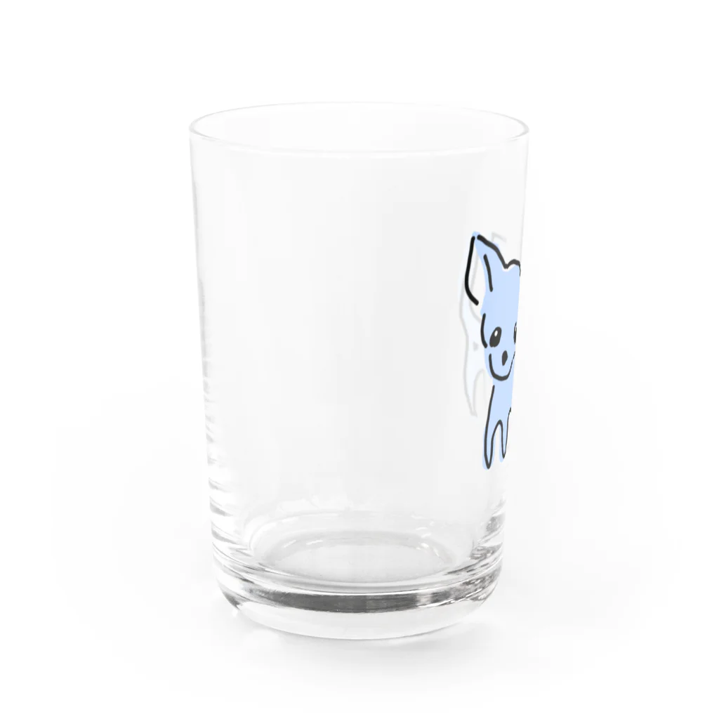 akane_art（茜音工房）のゆるチワワ（ブルー） Water Glass :left