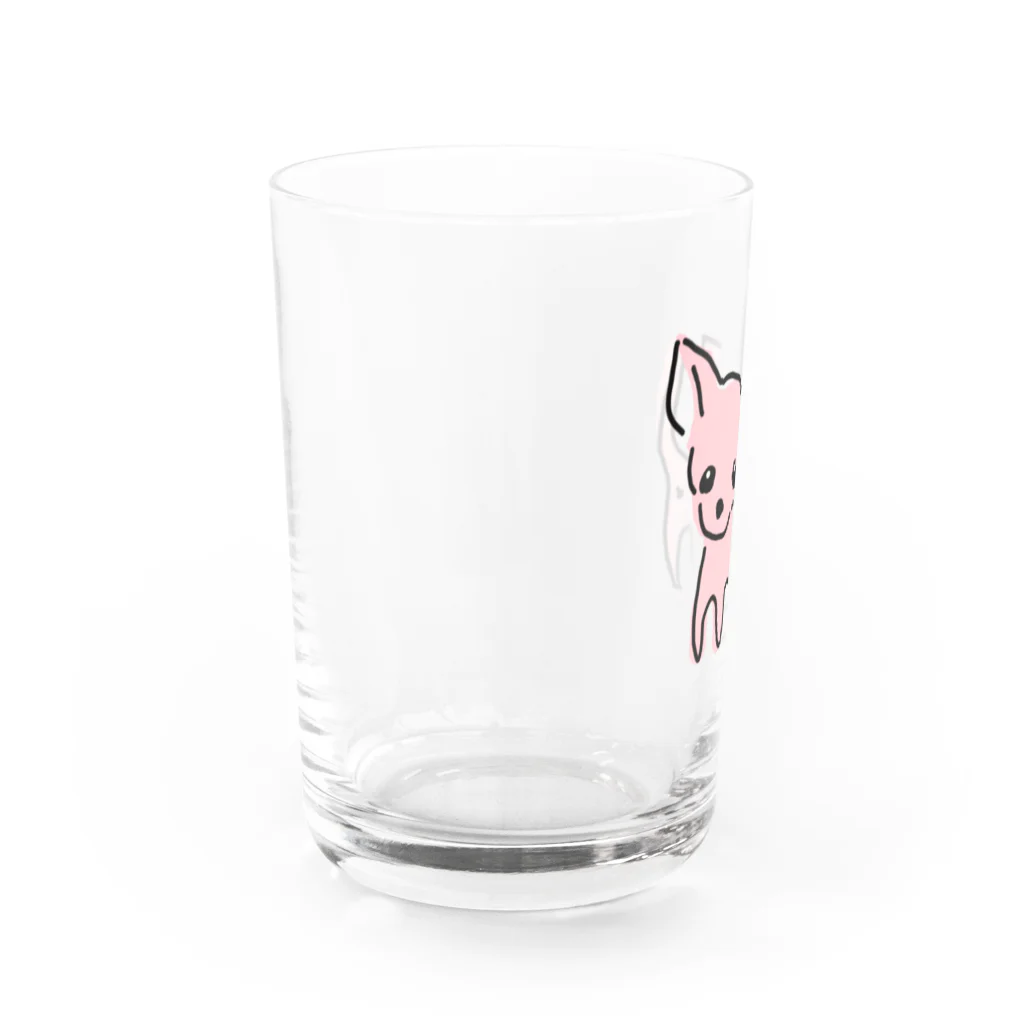 akane_art（茜音工房）のゆるチワワ（ピンク） Water Glass :left