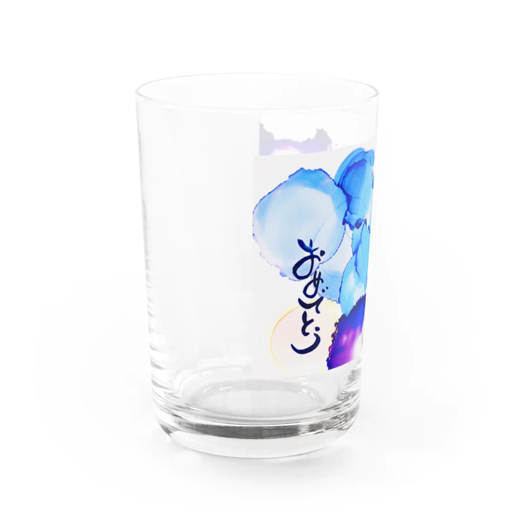 名前詩〜栞〜＆kohaku_no.5のおめでとう㊗︎ Sky Blue Water Glass :left