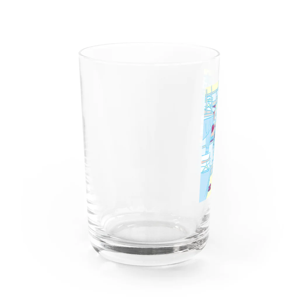 やすこーん（YASCORN）鉄道の鉄道：開放寝台＋駅弁＋YASCORN（水色） Water Glass :left