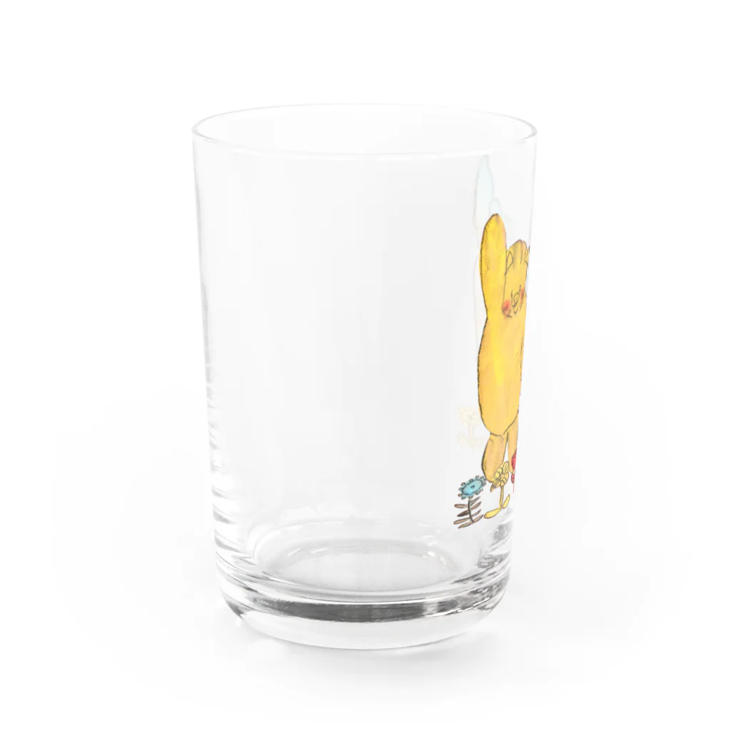 cosakuのネズミとウリボウと花 Water Glass :left