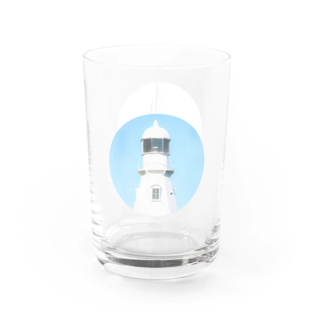 弁天堂の夏の堤防(灯台・ヨット） Water Glass :left