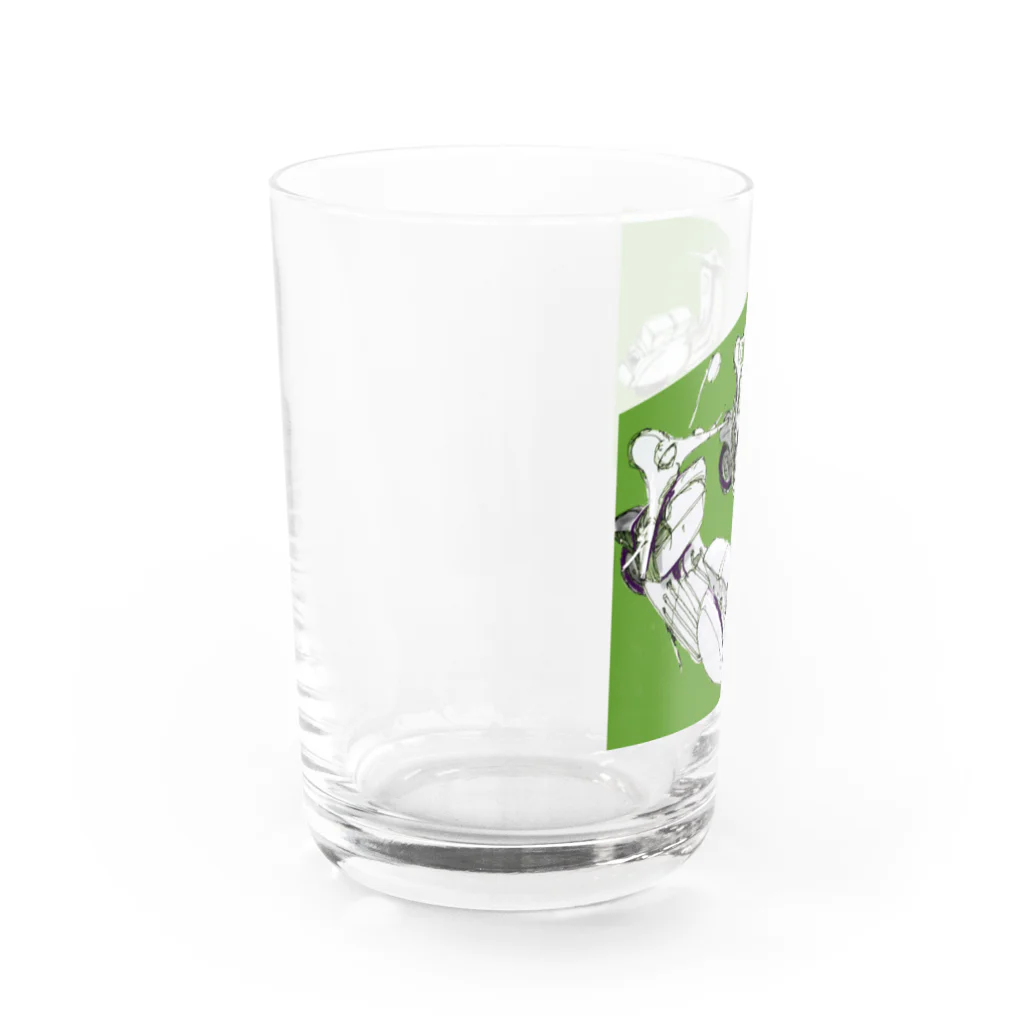 アニマルシェのvespa風ビンテージバイク緑 Water Glass :left