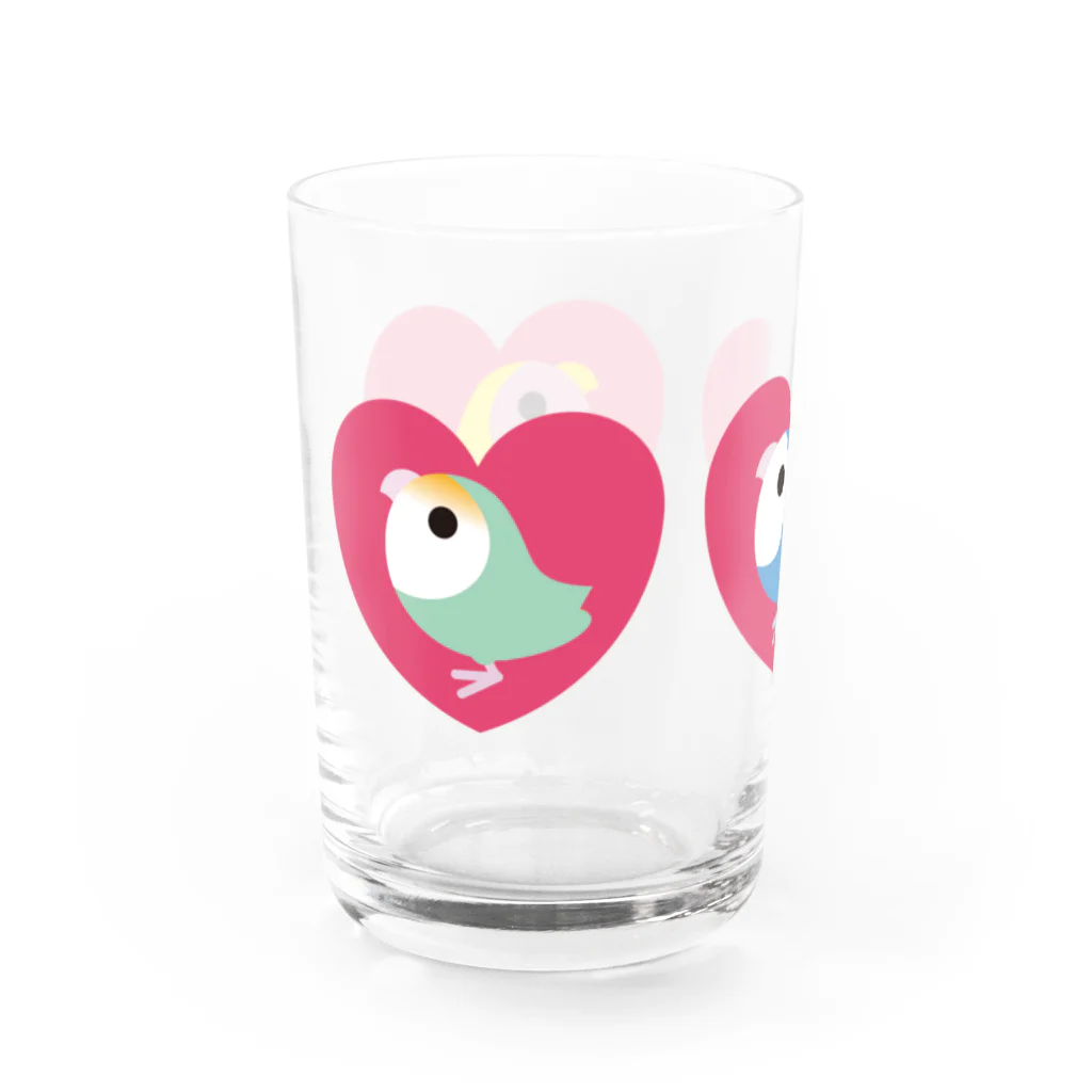 コザクラインコSHOP (kotorigoto/Lovebirdlove)の3 HEART KOZAKURA グラス左面