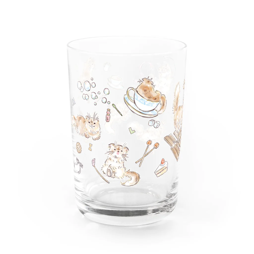 これはヤギのグッズショップのネコのミルクティーちゃん（グラス） グラス左面