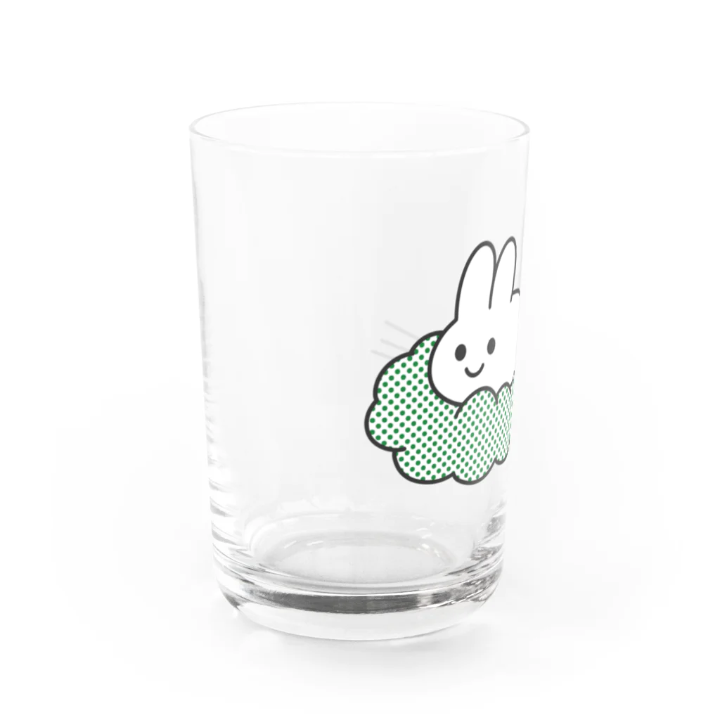 yukiusastudioの雲に乗ったうさぎさん（グリーン） Water Glass :left