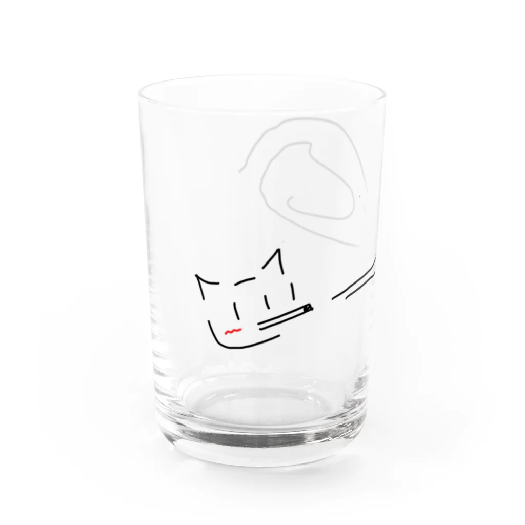 ねこのヤニを吸うねこ（文字なし） Water Glass :left