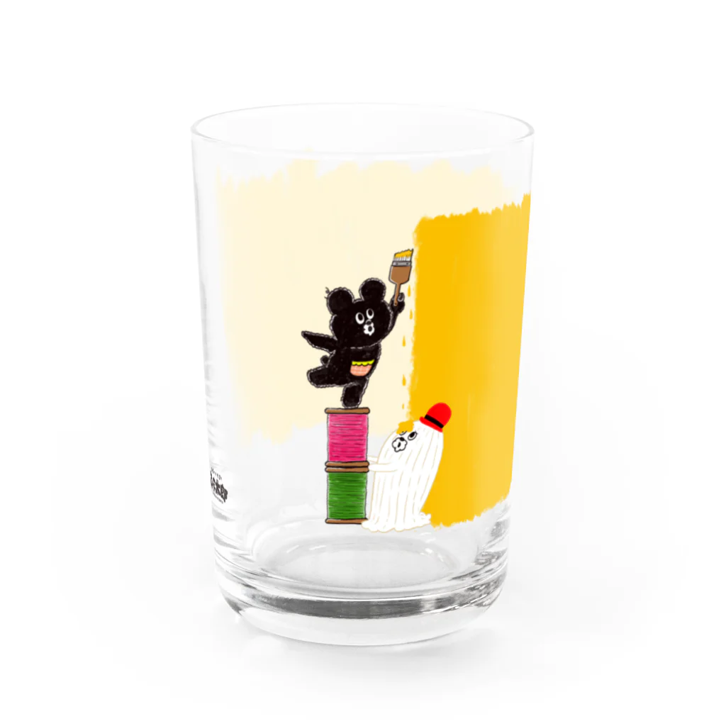 凸凹ショップのひまのかたまり ひま太郎「きょうはぬりぬりしましゅ」イエロー Water Glass :left