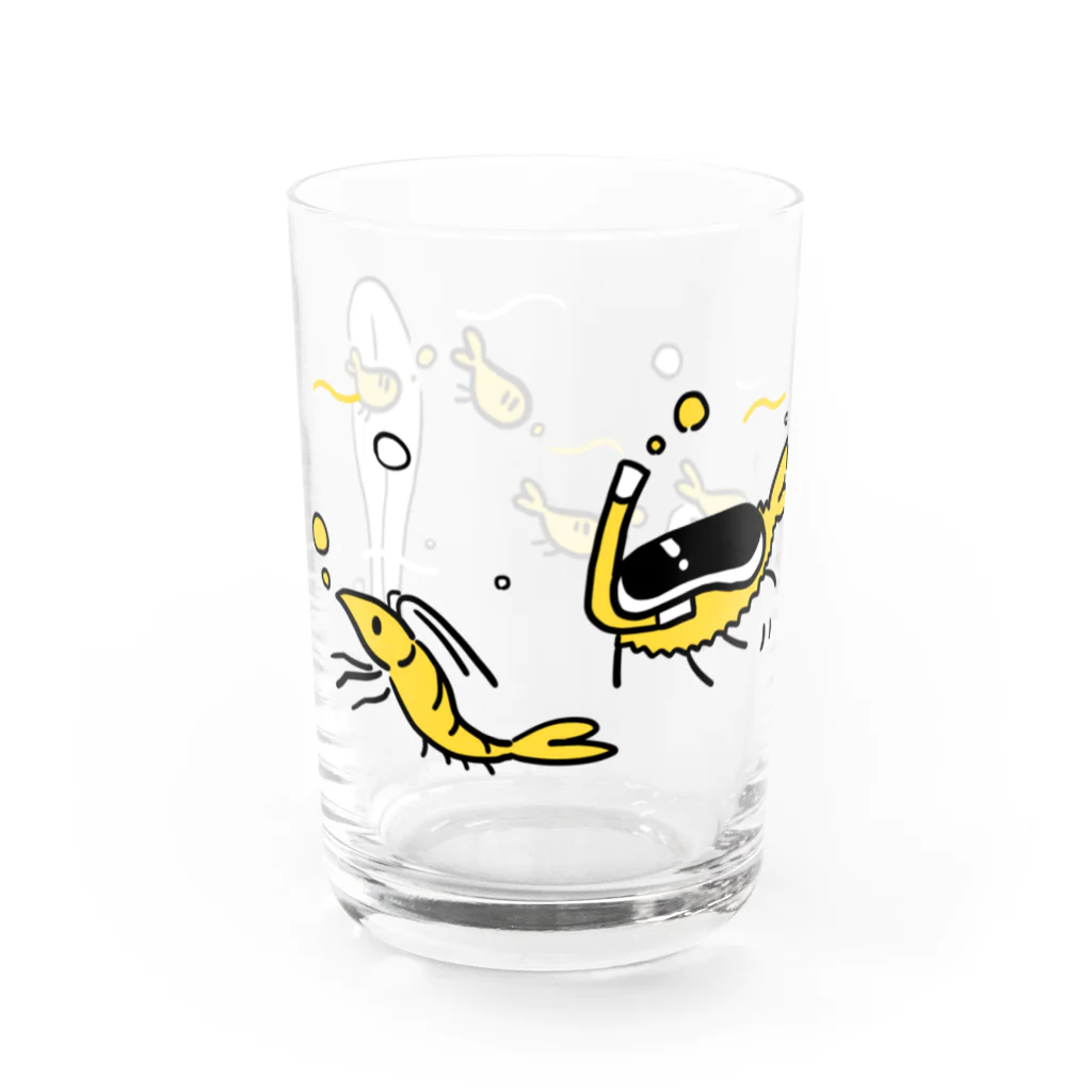 エビフライのエビフのおよぐエビフたち Water Glass :left