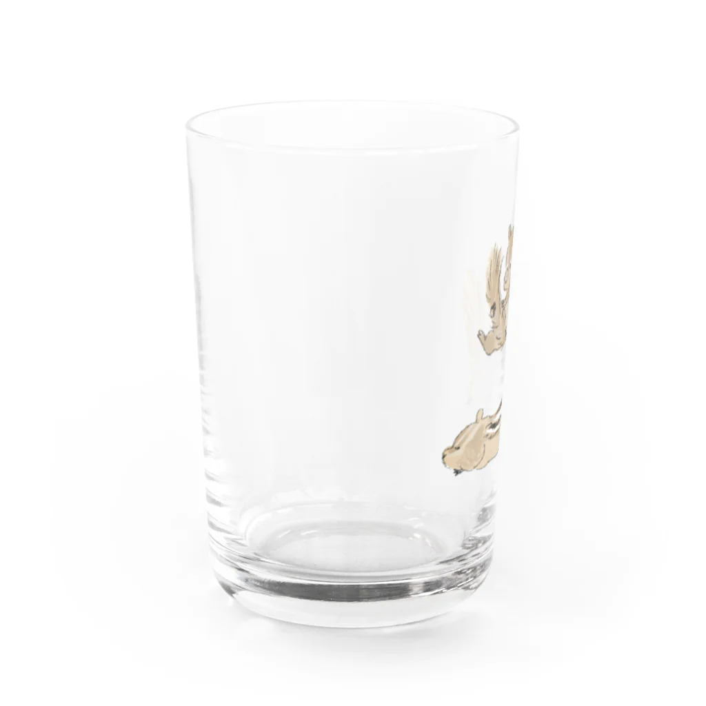 ももろ のひまわりとリス３ Water Glass :left