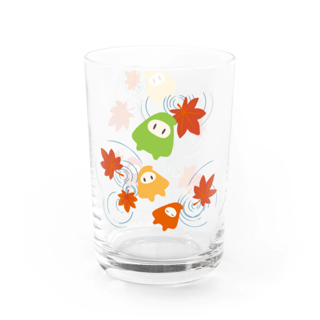 しばの夢工房イラストグッズ店の秋の気配に泳ぐ幸せの小人さん Water Glass :left