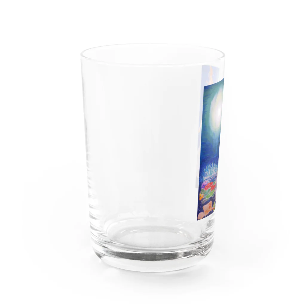 Unsight Blueのa mermaid under the moon light Water Glass :left