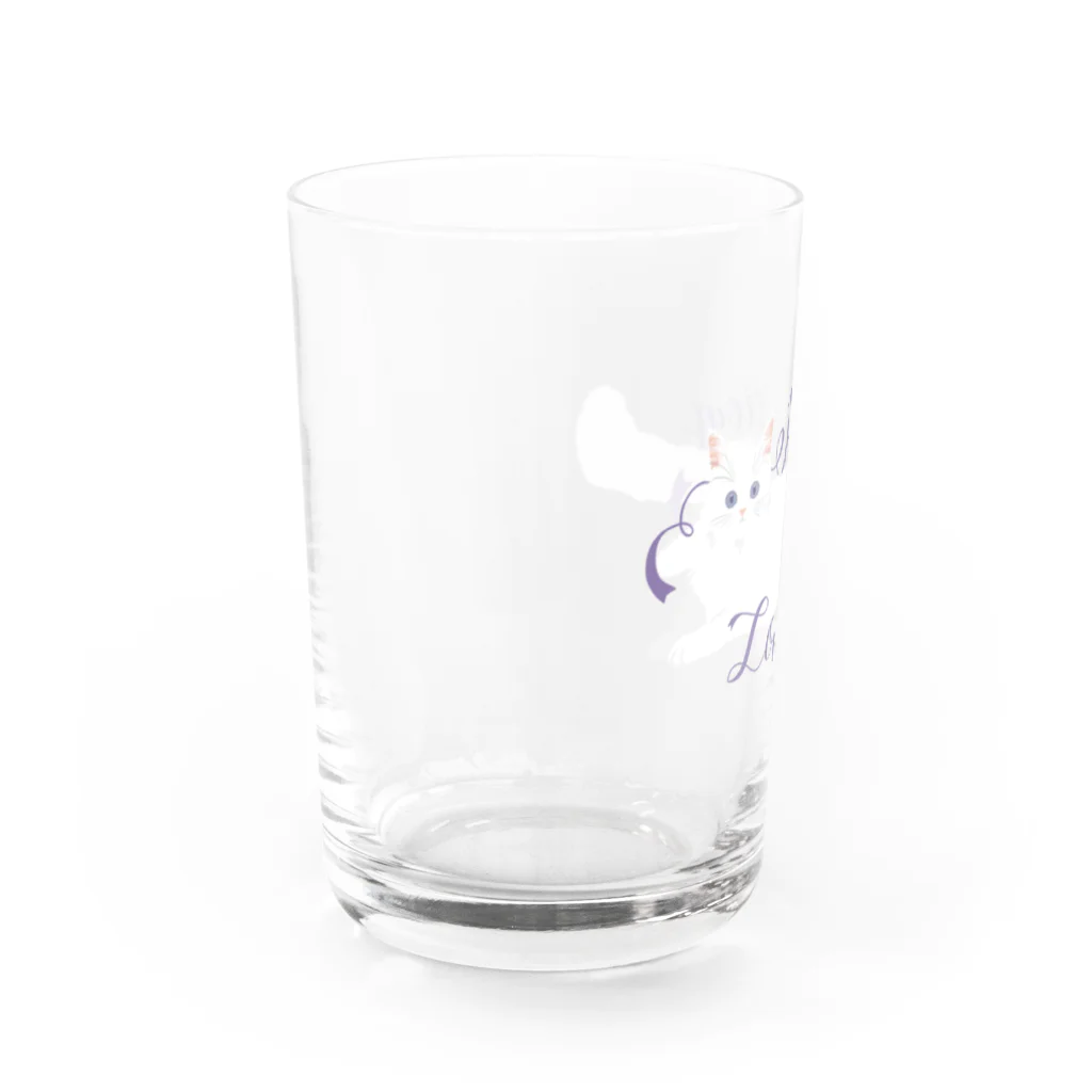 ミウラとみやこ🐱FIP闘病中の寵愛のお姫さま/パープル Water Glass :left