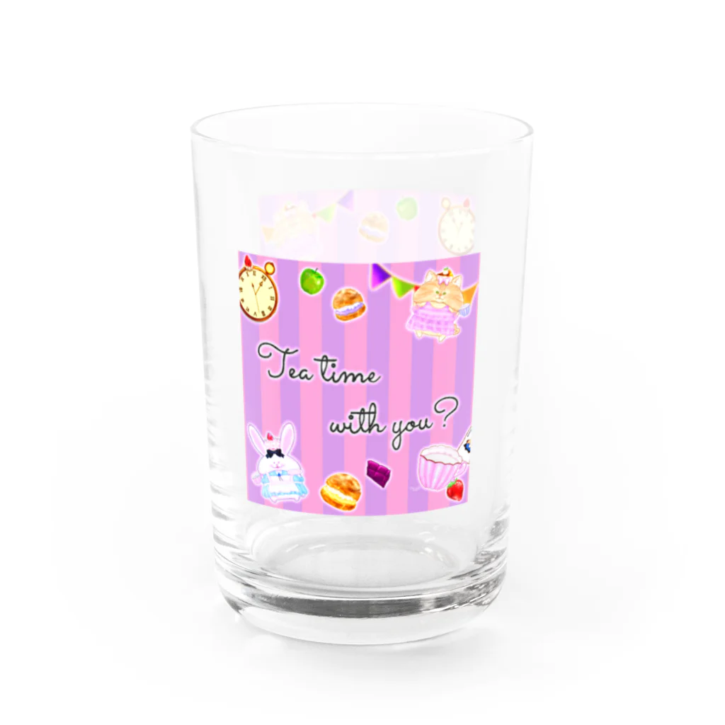 どるちぇ＊うさぎの【グラス】《ハロウィン》＊Tea time with you?*02チェシャ猫＊ Water Glass :left