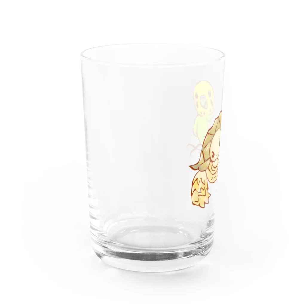 とくとくペット店のケヅメリクガメとセキセイインコ Water Glass :left